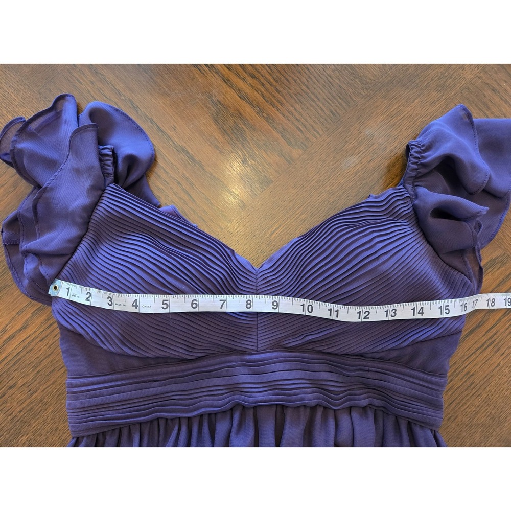 Birdy Grey Plum Purple Michelle Chiffon Ruffle Flutter Maxi Bridesmaid Dress M - Picture 10 of 13